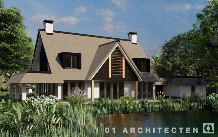 nieuwbouw villa water riet veranda modern